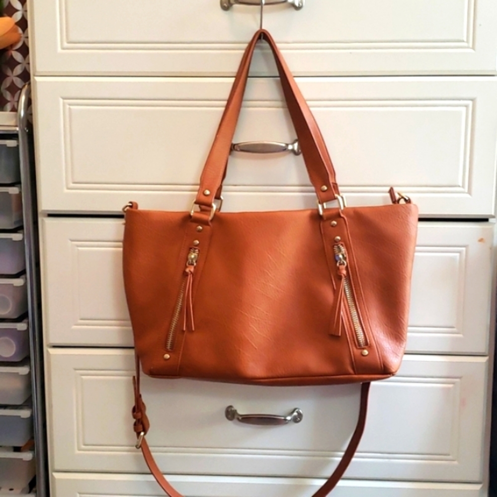INC Vegan leather shoulder purse with strap.